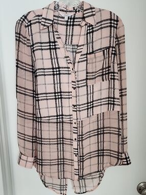 Candie's Light Pink Plaid Button-Down Shirt